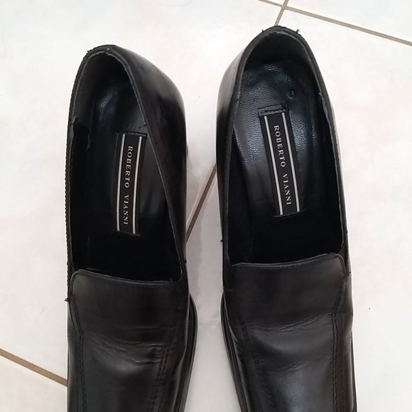 ROBERTO VIANNI  Leather Block Heel Pumps  - Size 36 - Pre-Owned - Picture 6 of 7